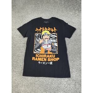 Naruto Shippuden Collection Shirt Mens M Black Ichiraku Ramen Shop Tagless